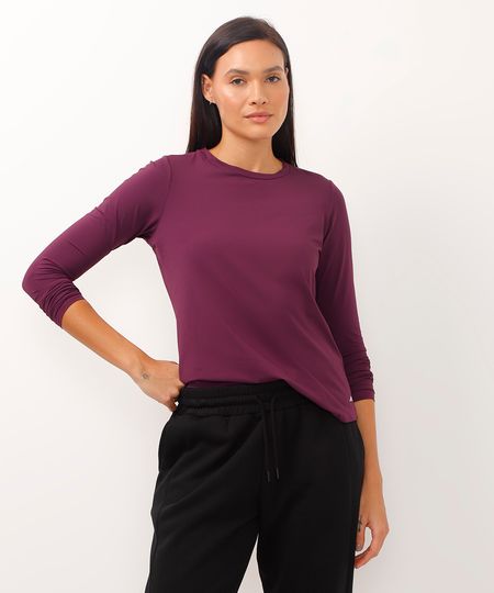 blusa manga longa com proteção UV esportiva ace roxa GG