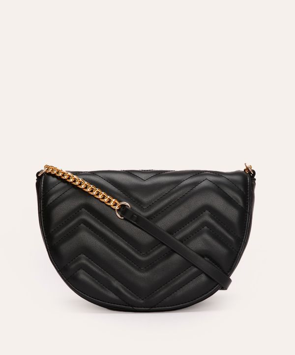 bolsa saddle matelasse com corrente preta UNICO