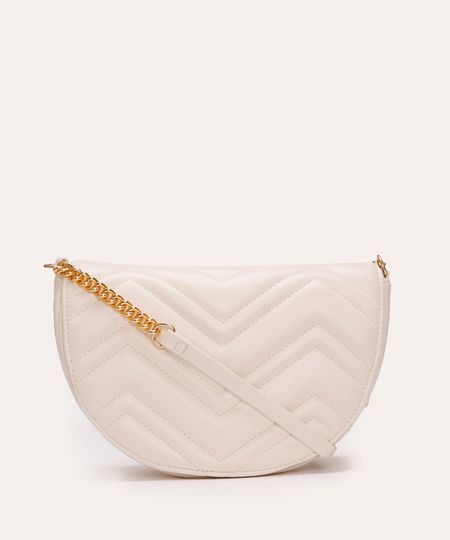 bolsa saddle matelasse com corrente off white UNICO