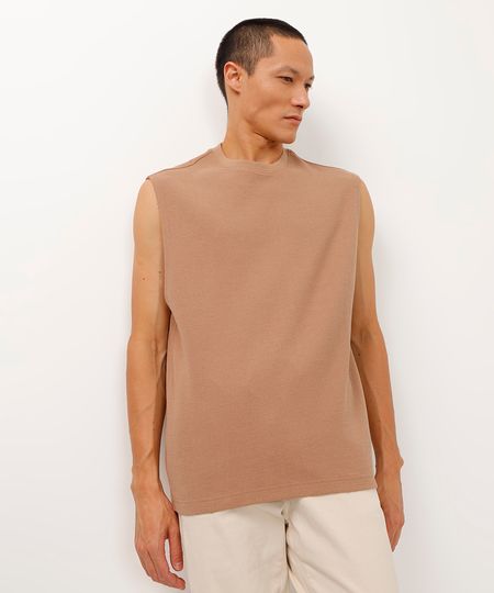 regata machão de algodão com textura marrom PP regata machão de algodão com textura marrom PP