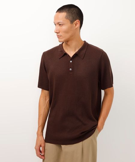 polo de tricot manga curta marrom G polo de tricot manga curta marrom G