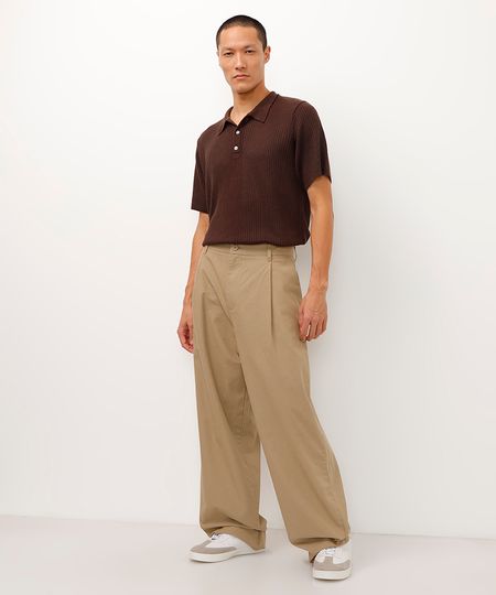 calça de sarja baggy com bolsos - kaki 44