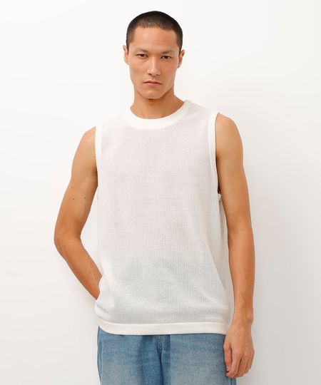 regata machão de tricot off white PP