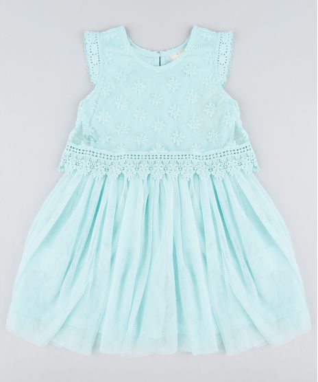 Vestido-Infantil-em-Tule-com-Renda-Sem-Manga-Verde-Claro-9203708-Verde_Claro_1