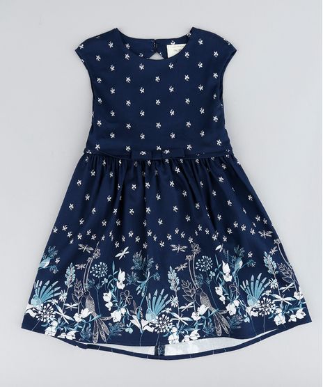 Vestido-Infantil-Estampado-de-Borboletas-com-Laco-e-Vazado-Sem-Manga-Azul-Marinho-9207229-Azul_Marinho_1