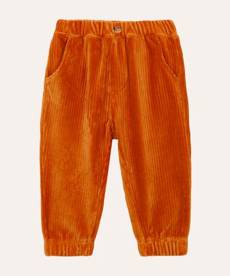 calça jogger de veludo cotelê infantil marrom 2