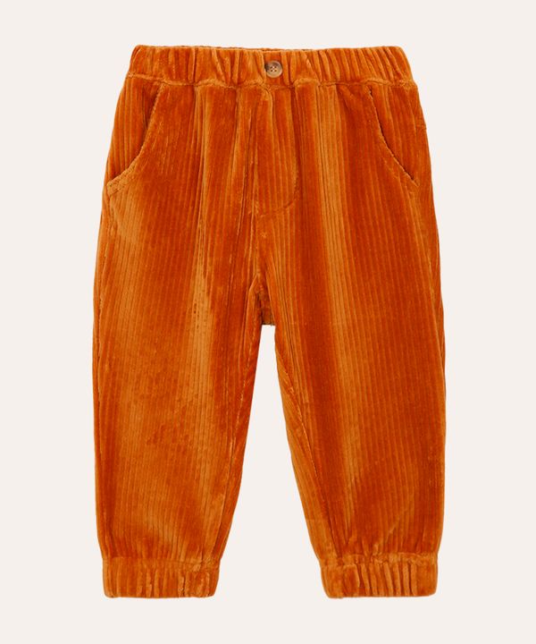 calça jogger de veludo cotelê infantil marrom 2