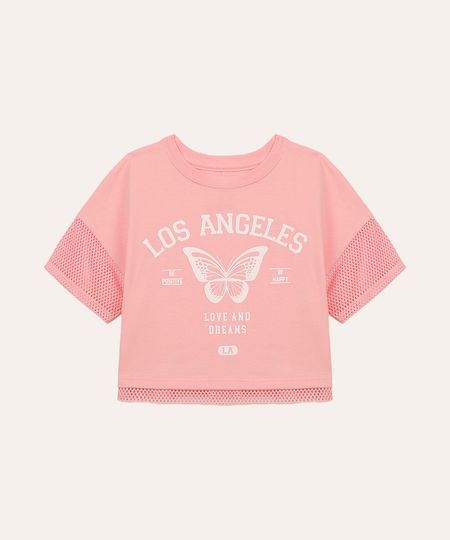 blusa de algodão infantil los angeles  com tela rosa claro 6