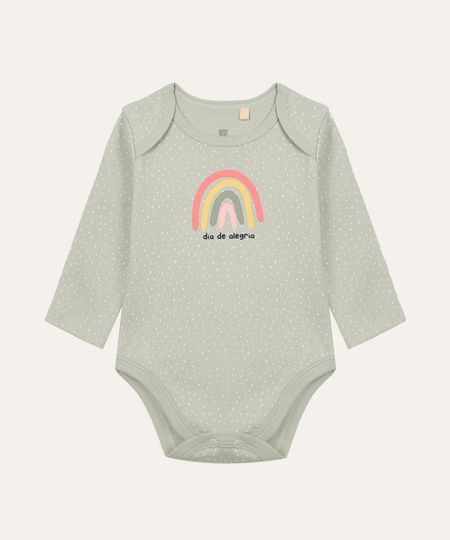 body de algodão infantil poá arco íris verde 12-18