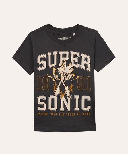 camiseta de algodão infantil sonic cinza 4