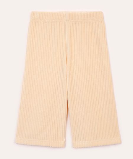 calça wide leg aveludada infantil bege 1