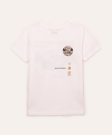 camiseta de algodão infantil explore branca 4