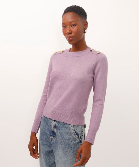 suéter de tricot com botões lilás GG suéter de tricot com botões lilás GG