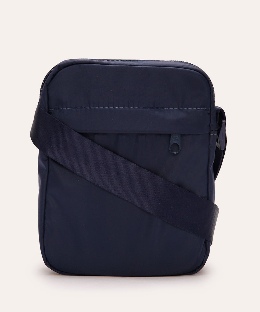 bolsa shoulder com bolso e alça regulável azul marinho