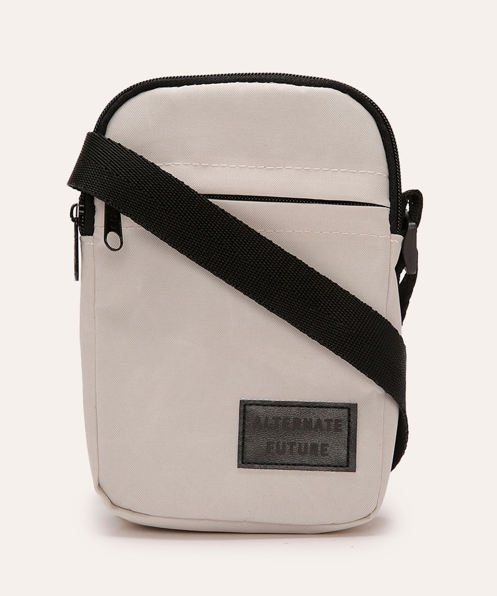 bolsa shoulder com zíper cinza