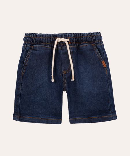 short jeans infantil com cordão azul 3