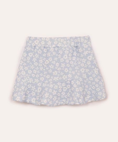 short saia infantil floral azul 4