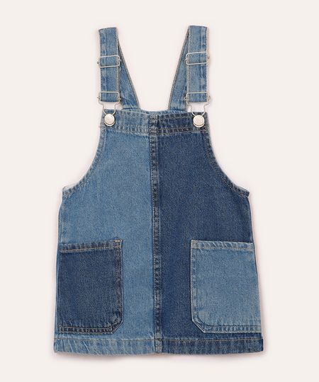 salopete jeans infantil com bolsos azul 2