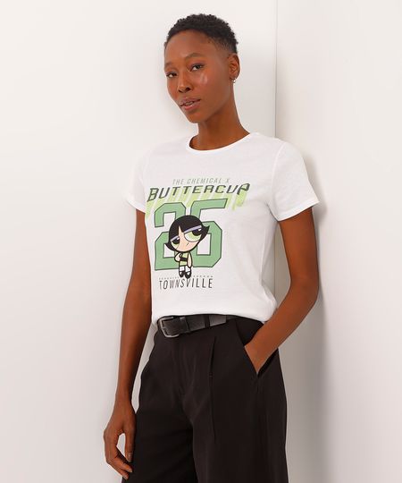camiseta de algodão docinho as meninas super poderosas off white G camiseta de algodão docinho as meninas super poderosas off white G