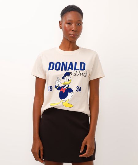 camiseta de algodão manga curta pato donald bege G camiseta de algodão manga curta pato donald bege G