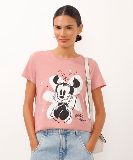camiseta de algodão manga curta minnie rosa PP camiseta de algodão manga curta minnie rosa PP