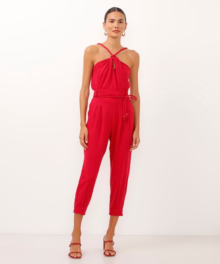 calça jogger com pregas e cordão rosa 38