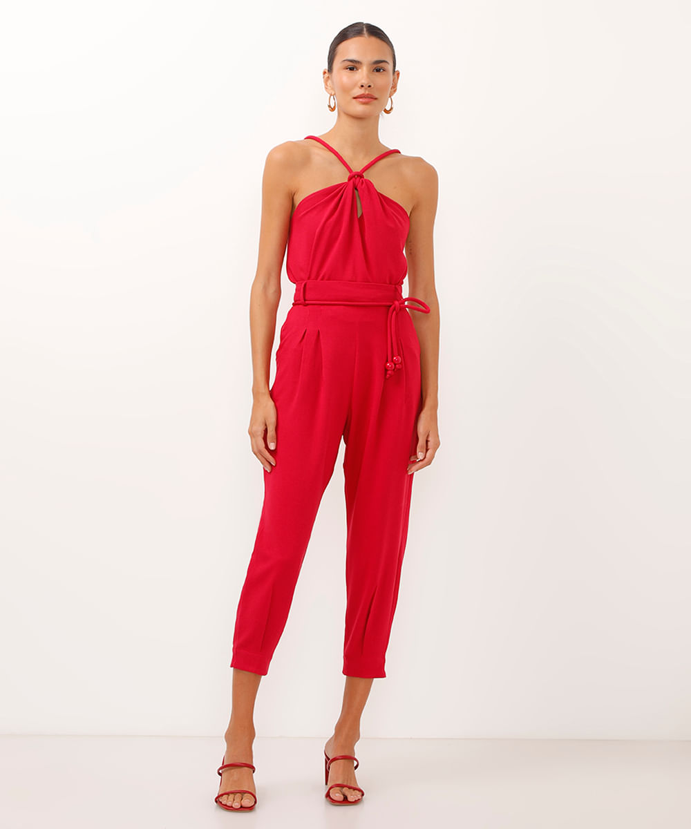 calça jogger com pregas e cordão rosa