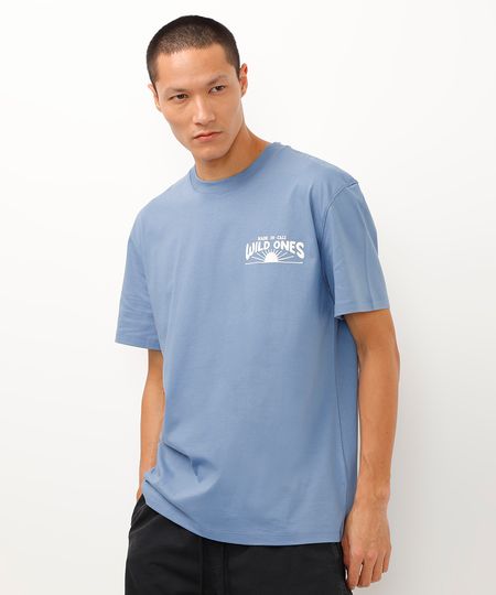 camiseta de algodão manga curta made in cali wild ones azul P camiseta de algodão manga curta made in cali wild ones azul P