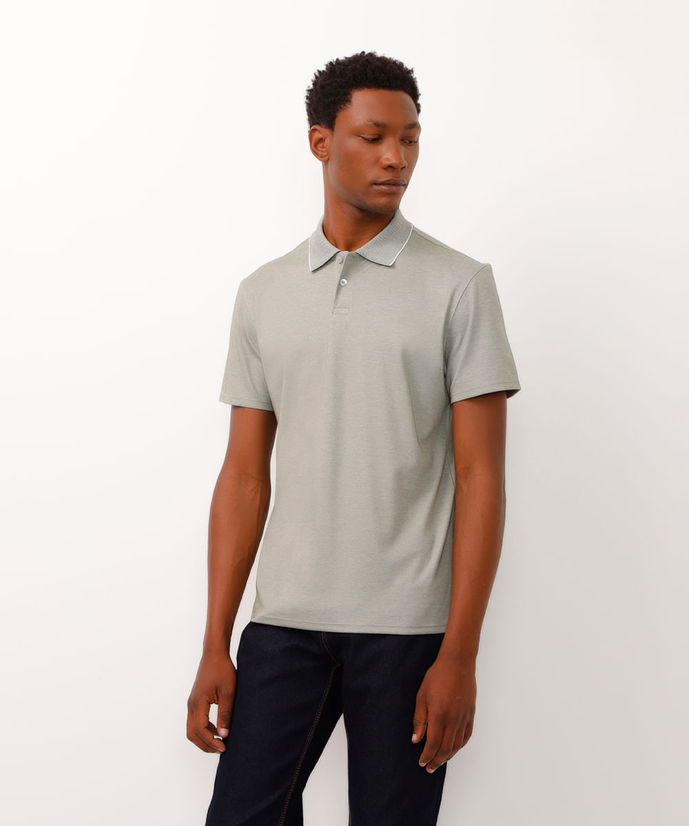polo slim fit de algodão peruano verde