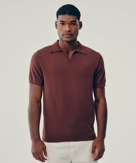 polo de tricot manga curta marrom GG polo de tricot manga curta marrom GG