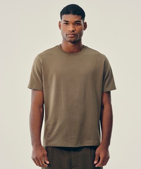 camiseta de algodão relaxed manga curta verde militar PP