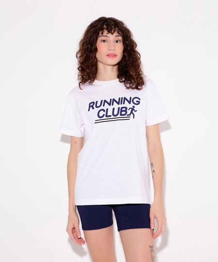camiseta de algodão running club mindset sport off white PP