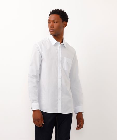 camisa manga longa quadriculada branco G