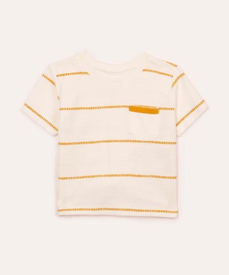 camiseta de algodão infantil com bolso marrom 1