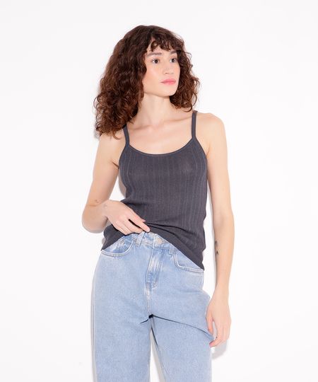 regata de tricot alças finas mindset cinza PP