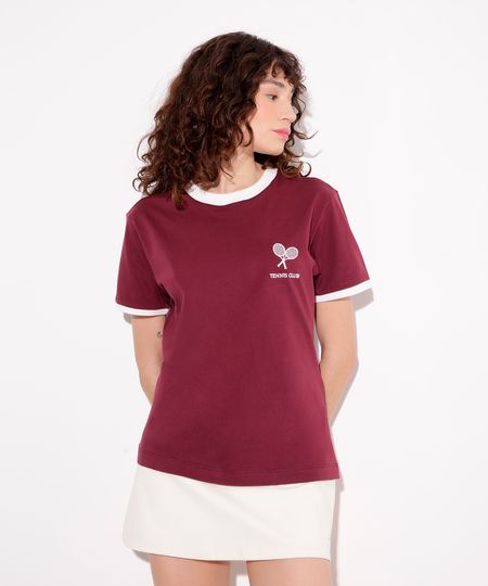 camiseta de algodão tennis club mindset sport vinho P