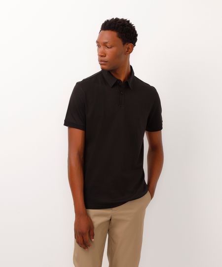 polo de algodão básica manga curta preto G
