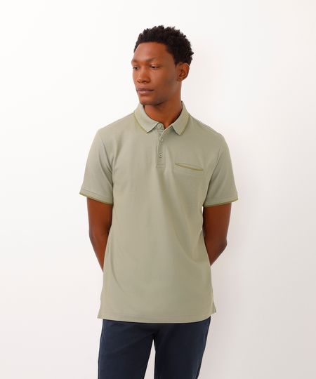 polo de algodão manga curta verde P polo de algodão manga curta verde P