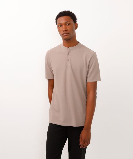 polo comfort gola padre manga curta bege P polo comfort gola padre manga curta bege P