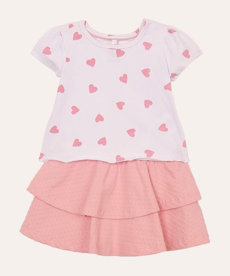 conjunto de algodão infantil corações off white 1