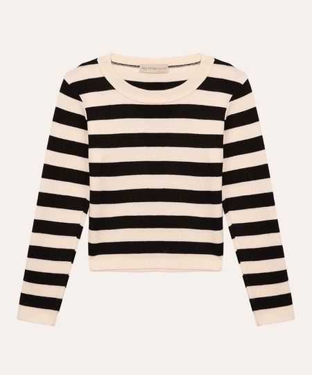suéter de tricot juvenil listrado off white 10