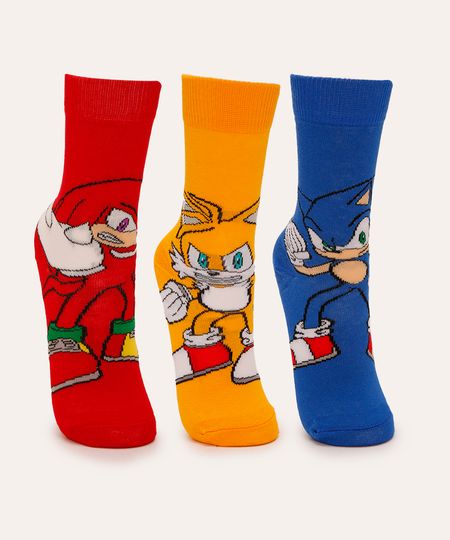 kit de 3 meias cano alto sonic azul 34-37 kit de 3 meias cano alto sonic azul 34-37
