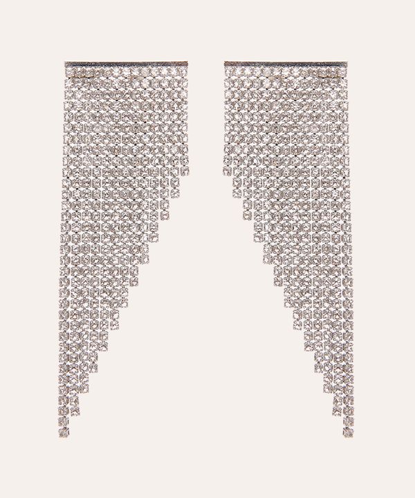 brinco de strass assimétrico prata UNICO