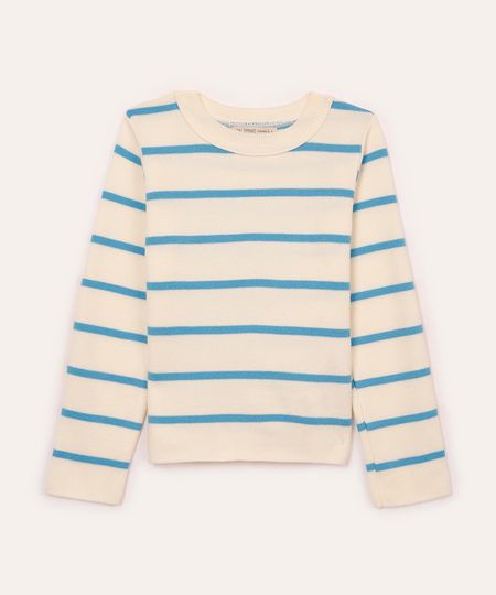 suéter de tricot infantil listrado azul 6