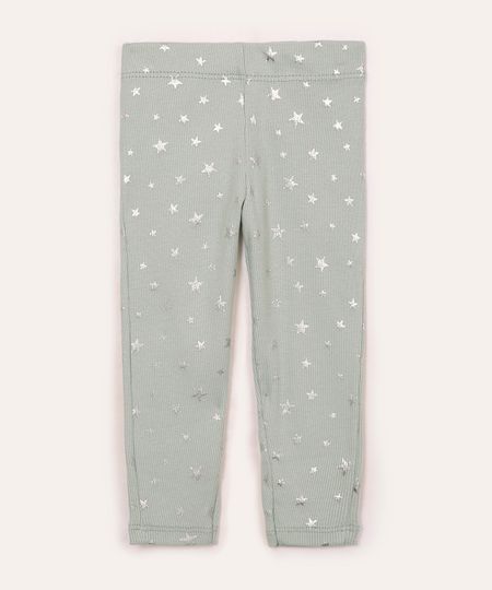 calça legging de algodão infantil estrelas verde 5 calça legging de algodão infantil estrelas verde 5