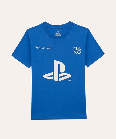 camiseta de algodão infantil playstation azul 6
