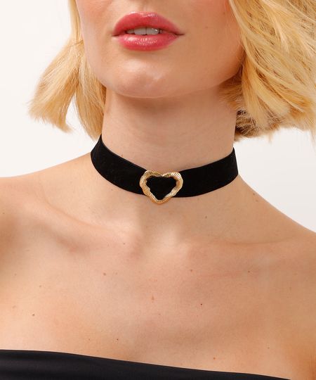 colar choker de veludo com coração preto UNICO colar choker de veludo com coração preto UNICO