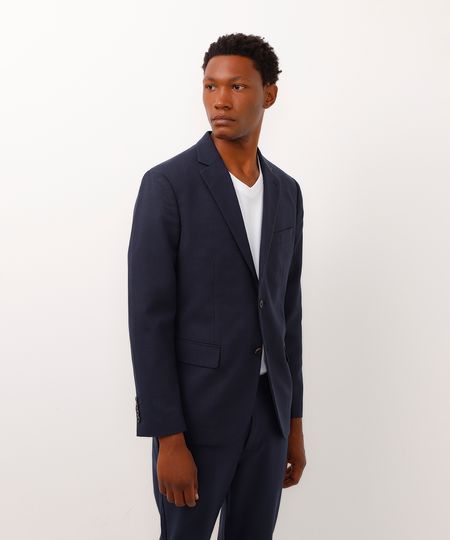 blazer de alfaiataria xadrez azul marinho M