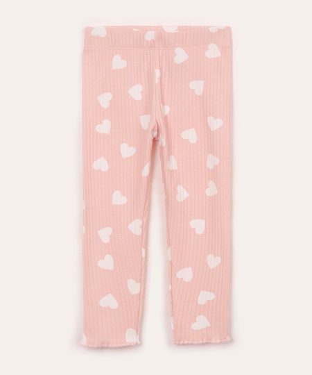 calça legging infantil corações rosa 2
