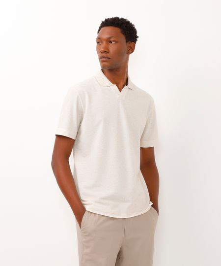 polo comfort com linho bege G